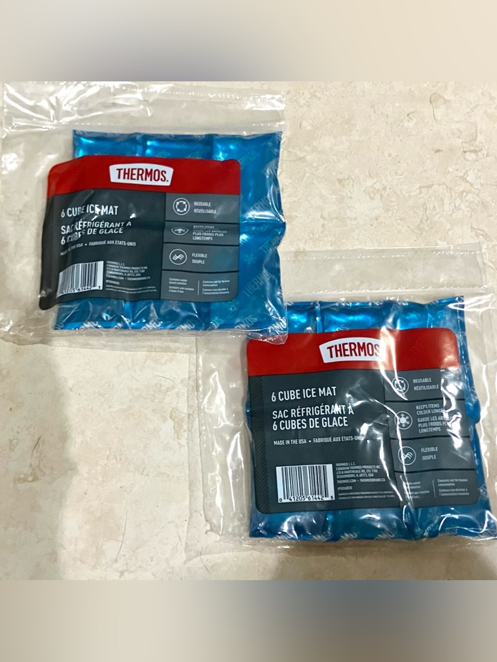 Thermos 6 Cube Reusable Ice Mat Pack Cooling Pack Insert set of 2